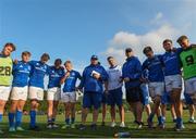 22 August 2018; Leinster head coach Andy Skehan with his players after the U18 Schools Interprovincial match between Leinster and Munster at the University of Limerick in Limerick. Photo by Matt Browne/Sportsfile