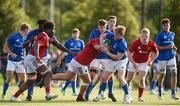 22 August 2018; Levi Vaughan of Leinster is tackled by Billy Kingston of Munster during the U18 Schools Interprovincial match between Leinster and Munster at the University of Limerick in Limerick. Photo by Matt Browne/Sportsfile