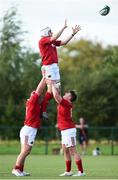 22 August 2018; Will O'Callaghan of Munster takes the ball in the lineout during the U18 Schools Interprovincial match between Leinster and Munster at the University of Limerick in Limerick. Photo by Matt Browne/Sportsfile