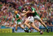 19 August 2018; Aidan Harte of Galway in action against Graeme Mulcahy of Limerick during the GAA Hurling All-Ireland Senior Championship Final match between Galway and Limerick at Croke Park in Dublin.  Photo by Piaras Ó Mídheach/Sportsfile