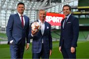 23 August 2018; Niall Quinn, Keith Andrews, Brian Kerr, Graeme Souness and Kevin Kilbane have been announced on the expert commentary team for Virgin Media Sport, the new home of European football in Ireland. Launching on 18th September, viewers can expect exclusive, award winning Irish analysis and commentary on every single match in the upcoming UEFA Champions League and Europa League - the most watched competitive club football in the world. Virgin Media Sport will be available to all Virgin Media TV customers at no extra cost.” Pictured at the launch are, from left, Niall Quinn, Graeme Souness and Kevin Kilbane. Photo by Brendan Moran/Sportsfile