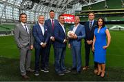 23 August 2018; Niall Quinn, Keith Andrews, Brian Kerr, Graeme Souness and Kevin Kilbane have been announced on the expert commentary team for Virgin Media Sport, the new home of European football in Ireland. Launching on 18th September, viewers can expect exclusive, award winning Irish analysis and commentary on every single match in the upcoming UEFA Champions League and Europa League - the most watched competitive club football in the world. Virgin Media Sport will be available to all Virgin Media TV customers at no extra cost.” Pictured at the launch are, from left, Tommy Martin, Graeme Souness, Niall Quinn, Paul Farrell, Vice President of Commercial at Virgin Media, Bill Malone, Director of Programming, Virgin Media Television, Kevin Kilbane and Niamh Kinsella. Photo by Brendan Moran/Sportsfile