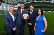 23 August 2018; Niall Quinn, Keith Andrews, Brian Kerr, Graeme Souness and Kevin Kilbane have been announced on the expert commentary team for Virgin Media Sport, the new home of European football in Ireland. Launching on 18th September, viewers can expect exclusive, award winning Irish analysis and commentary on every single match in the upcoming UEFA Champions League and Europa League - the most watched competitive club football in the world. Virgin Media Sport will be available to all Virgin Media TV customers at no extra cost.” Pictured at the launch are, from left, Graeme Souness, Niall Quinn, Kevin Kilbane and Niamh Kinsella. Photo by Brendan Moran/Sportsfile