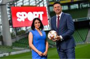 23 August 2018; Niall Quinn, Keith Andrews, Brian Kerr, Graeme Souness and Kevin Kilbane have been announced on the expert commentary team for Virgin Media Sport, the new home of European football in Ireland. Launching on 18th September, viewers can expect exclusive, award winning Irish analysis and commentary on every single match in the upcoming UEFA Champions League and Europa League - the most watched competitive club football in the world. Virgin Media Sport will be available to all Virgin Media TV customers at no extra cost.” Pictured at the launch are, from left, Niamh Kinsella and Niall Quinn. Photo by Brendan Moran/Sportsfile