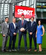23 August 2018; Niall Quinn, Keith Andrews, Brian Kerr, Graeme Souness and Kevin Kilbane have been announced on the expert commentary team for Virgin Media Sport, the new home of European football in Ireland. Launching on 18th September, viewers can expect exclusive, award winning Irish analysis and commentary on every single match in the upcoming UEFA Champions League and Europa League - the most watched competitive club football in the world. Virgin Media Sport will be available to all Virgin Media TV customers at no extra cost.” Pictured at the launch are, from left, Tommy Martin, Graeme Souness, Niall Quinn, Kevin Kilbane and Niamh Kinsella. Photo by Brendan Moran/Sportsfile
