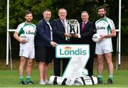 23 August 2018; GAA stars Joe McMahon of Tyrone, left, Johnny Magee, manager of Kilmacud Crokes, second left, and former Dublin player, and Chris Barrett of Mayo, right, are pictured with Sean Fox, Chairman of Kilmacud Crokes, and Conor Hayes, Londis Sales Director, at the launch of this year’s Londis 7s, the All-Ireland Senior Football Sevens, which takes place on the 1st September 2018 at Kilmacud Crokes GAA Club, in Glenalbyn Road, Stillorgan, Co Dublin.  Photo by Seb Daly/Sportsfile