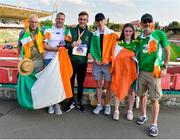 23 August 2018; Bronze medalist in the T47 High Jump Jordan Lee of Ireland with his family after receiving his medal during the 2018 World Para Athletics European Championships at Friedrich-Ludwig-Jahn-Sportpark in Berlin, Germany. Photo by Luc Percival/Sportsfile