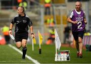 12 August 2018; Linesman Brendan Cawley and Pat McEnaney, Monaghan backroom team and brother of Monaghan manager Séamus McEnaney, look on during the Electric Ireland GAA Football All-Ireland Minor Championship semi-final match between Kerry and Monaghan at Croke Park in Dublin. Photo by Piaras Ó Mídheach/Sportsfile