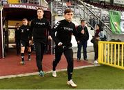 24 August 2018; Eoghan Stokes of Bohemians, right, and team mate Oscar Brennan make their way to the pitch to warm up before the Irish Daily Mail FAI Cup Second Round match between Galway United and Bohemians at Eamonn Deacy Park, in Galway. Photo by Matt Browne/Sportsfile