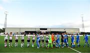 24 August 2018; Players from both sides shake hands prior to the Irish Daily Mail FAI Cup Second Round match between Dundalk and Finn Harps at Oriel Park, in Dundalk, Co Louth. Photo by Seb Daly/Sportsfile