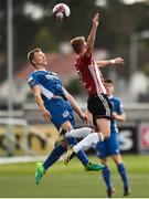 24 August 2018; Jamie Lennon of St Patrick's Athletic in action against Dean Shiels of Derry City during the Irish Daily Mail FAI Cup Second Round match between Derry City and St. Patrick's Athletic at Brandywell Stadium, in Derry. Photo by Oliver McVeigh/Sportsfile