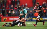 24 August 2018; Rory Scannell of Munster is tackled by Ian Whitten of Exeter Chiefs during the Keary's Renault Pre-season Friendly match between Munster and Exeter Chiefs at Irish Independent Park in Cork. Photo by Diarmuid Greene/Sportsfile