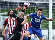 24 August 2018; Kevin Toner of St Patrick's Athletic challenges Gerard Doherty of Derry City during the Irish Daily Mail FAI Cup Second Round match between Derry City and St. Patrick's Athletic at Brandywell Stadium, in Derry. Photo by Oliver McVeigh/Sportsfile