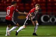 24 August 2018; Adrian Delap of Derry City, right, turns to celebrate his side's first goal during the Irish Daily Mail FAI Cup Second Round match between Derry City and St. Patrick's Athletic at Brandywell Stadium, in Derry. Photo by Oliver McVeigh/Sportsfile