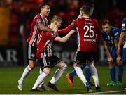 24 August 2018; Adrian Delap of Derry City turns to celebrate his side's first goal during the Irish Daily Mail FAI Cup Second Round match between Derry City and St. Patrick's Athletic at Brandywell Stadium, in Derry. Photo by Oliver McVeigh/Sportsfile