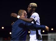 24 August 2018; Waterford manager Alan Reynolds and Izzy Akinade following the Irish Daily Mail FAI Cup Second Round match between Drogheda United and Waterford at United Park in Drogheda, Louth. Photo by Stephen McCarthy/Sportsfile