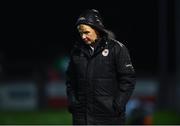 24 August 2018; A dejected St Patrick's Athletic manager Liam Buckley after the Irish Daily Mail FAI Cup Second Round match between Derry City and St. Patrick's Athletic at Brandywell Stadium, in Derry. Photo by Oliver McVeigh/Sportsfile