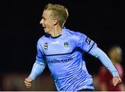 24 August 2018; Sean McDonald of UCD celebrates after scoring his side's third goal during the Irish Daily Mail FAI Cup Second Round match between CIE Ranch and UCD at Greenogue, in Newcastle, Co. Dublin. Photo by Tom Beary/Sportsfile