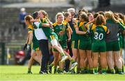 25 August 2018; Meath manager Eamonn Murray celebrates with Aoibhin Cleary after the TG4 All-Ireland Ladies Football Intermediate Championship Semi-Final match between Meath and Roscommon at Dr Hyde Park in Roscommon. Photo by Piaras Ó Mídheach/Sportsfile