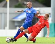 25 August 2018; Philip Drohan of North End United in action against Stephen Chambers of Enniskillen Rangers during the President's Junior Cup Final match between North End United and Enniskillen Rangers at Home Farm FC in Whitehall, Dublin. Photo by Matt Browne/Sportsfile