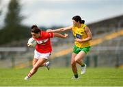 25 August 2018; Eimear Scally of Cork in action against Aoife McDonnell of Donegal during the TG4 All-Ireland Ladies Football Senior Championship Semi-Final match between Cork and Donegal at Dr Hyde Park in Roscommon. Photo by Eóin Noonan/Sportsfile