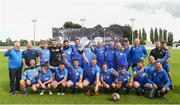 25 August 2018; North End United captain Paul Murphy lifts the cup as his team-mates celebrate after the President's Junior Cup Final match between North End United and Enniskillen Rangers at Home Farm FC in Whitehall, Dublin. Photo by Matt Browne/Sportsfile