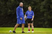 27 August 2018; Head Coach of Leinster Ben Armstrong with Ann-Marie Rooney during Leinster Women’s squad training at the Kings Hospital in Lucan, Dublin. Photo by Harry Murphy/Sportsfile