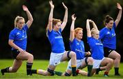 27 August 2018; Aoife McDermott warms up with teammates during Leinster Rugby Women’s squad training at the Kings Hospital in Lucan, Dublin. Photo by Harry Murphy/Sportsfile