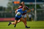 25 August 2018; Martha Byrne of Dublin in action against Áine McDonagh of Galway during the TG4 All-Ireland Ladies Football Senior Championship Semi-Final match between Dublin and Galway at Dr Hyde Park in Roscommon. Photo by Eóin Noonan/Sportsfile