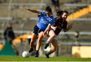 25 August 2018; Sinéad Goldrick of Dublin in action against Leanne Coen of Galway during the TG4 All-Ireland Ladies Football Senior Championship Semi-Final match between Dublin and Galway at Dr Hyde Park in Roscommon. Photo by Eóin Noonan/Sportsfile