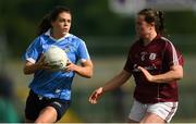 25 August 2018; Noëlle Healy of Dublin in action against Nicola Ward of Galway during the TG4 All-Ireland Ladies Football Senior Championship Semi-Final match between Dublin and Galway at Dr Hyde Park in Roscommon. Photo by Piaras Ó Mídheach/Sportsfile