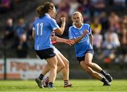 25 August 2018; Nicole Owens of Dublin, right, after scoring her side's first goal during the TG4 All-Ireland Ladies Football Senior Championship Semi-Final match between Dublin and Galway at Dr Hyde Park in Roscommon. Photo by Piaras Ó Mídheach/Sportsfile