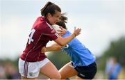 25 August 2018; Róisín Leonard of Galway in action against Niamh Collins of Dublin during the TG4 All-Ireland Ladies Football Senior Championship Semi-Final match between Dublin and Galway at Dr Hyde Park in Roscommon. Photo by Eóin Noonan/Sportsfile
