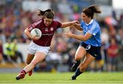 25 August 2018; Róisín Leonard of Galway in action against Niamh Collins of Dublin during the TG4 All-Ireland Ladies Football Senior Championship Semi-Final match between Dublin and Galway at Dr Hyde Park in Roscommon. Photo by Eóin Noonan/Sportsfile