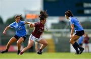 25 August 2018; Róisín Leonard of Galway in action against Sinéad Goldrick of Dublin during the TG4 All-Ireland Ladies Football Senior Championship Semi-Final match between Dublin and Galway at Dr Hyde Park in Roscommon. Photo by Eóin Noonan/Sportsfile