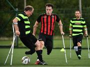 25 August 2018; James Boyle of Bohemians in action against Stuart McEvoy of Shamrock Rovers during the Irish Amputee Football Association National League Final Round match between Bohemians and Shamrock Rovers, at Ballymun United Soccer Complex in Ballymun, Dublin. Photo by Seb Daly/Sportsfile