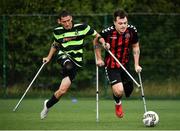 25 August 2018; Alan Wall of Shamrock Rovers in action against James Boyle of Bohemians during the Irish Amputee Football Association National League Final Round match between Bohemians and Shamrock Rovers, at Ballymun United Soccer Complex in Ballymun, Dublin. Photo by Seb Daly/Sportsfile
