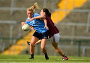 25 August 2018; Carla Rowe of Dublin is tackled by Emer Flaherty of Galway during the TG4 All-Ireland Ladies Football Senior Championship Semi-Final match between Dublin and Galway at Dr Hyde Park in Roscommon. Photo by Eóin Noonan/Sportsfile