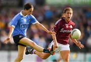 25 August 2018; Sinéad Aherne of Dublin scores a point as Sinéad Burke of Galway closes in during the TG4 All-Ireland Ladies Football Senior Championship Semi-Final match between Dublin and Galway at Dr Hyde Park in Roscommon. Photo by Piaras Ó Mídheach/Sportsfile
