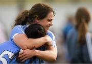 25 August 2018; Dublin players Noëlle Healy, behind, and Sinéad Goldrick celebrate after the TG4 All-Ireland Ladies Football Senior Championship Semi-Final match between Dublin and Galway at Dr Hyde Park in Roscommon. Photo by Piaras Ó Mídheach/Sportsfile