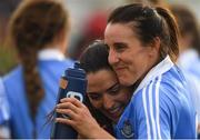 25 August 2018; Dublin footballers Siobhán McGrath, right, and Sinéad Goldrick celebrate after the TG4 All-Ireland Ladies Football Senior Championship Semi-Final match between Dublin and Galway at Dr Hyde Park in Roscommon. Photo by Piaras Ó Mídheach/Sportsfile
