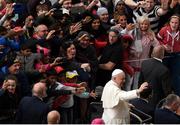 25 August 2018; Pope Francis arrives to the occasion of Pope Francis addressing The Festival of Families at Croke Park in Dublin. Photo by David Fitzgerald/Sportsfile