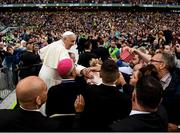 25 August 2018; Pope Francis greets attendees during The Festival of Families at Croke Park in Dublin. Photo by Stephen McCarthy/Sportsfile