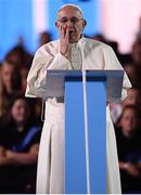 25 August 2018; Pope Francis addresses the audience during The Festival of Families at Croke Park in Dublin. Photo by Stephen McCarthy/Sportsfile