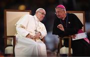 25 August 2018; Pope Francis and Archbishop Diarmuid Martin during The Festival of Families at Croke Park in Dublin. Photo by Stephen McCarthy/Sportsfile