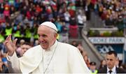 25 August 2018; Pope Francis arrives at The Festival of Families at Croke Park in Dublin. Photo by Stephen McCarthy/Sportsfile