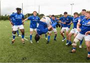 26 August 2018; Leinster captain Jack Barry, centre, celebrates with his team mates after the U18 Schools Interprovincial match between Leinster and Ulster at the University of Limerick in Limerick. Photo by Matt Browne/Sportsfile