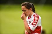 26 August 2018; Emma Doherty of Derry dejected after the TG4 All-Ireland Junior Championship Semi Final match between Derry and Louth at Aghaloo O'Neills in Aughnacloy, Co. Tyrone. Photo by Oliver McVeigh/Sportsfile