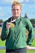 26 August 2018; Noelle Lenihan of Ireland with her Gold medal for the F38 Discus event during the 2018 World Para Athletics European Championships at Friedrich-Ludwig-Jahn-Sportpark in Berlin, Germany. Photo by Luc Percival/Sportsfile