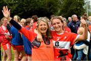 26 August 2018; Ceire Nolan of Louth and her Mother Martina Nolan celebrate after the TG4 All-Ireland Junior Championship Semi Final match between Derry and Louth at Aghaloo O'Neills in Aughnacloy, Co. Tyrone. Photo by Oliver McVeigh/Sportsfile